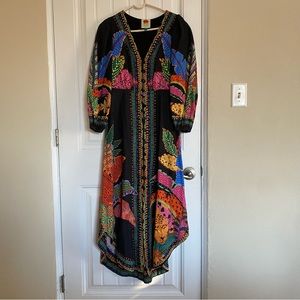 FARM RIO Black Cool Leopards Midi Maxi Dress Size Small